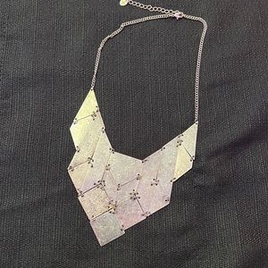 Burnished silver bib choker